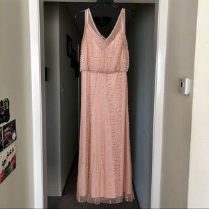 Adrianna Papell Blush Beaded Gown